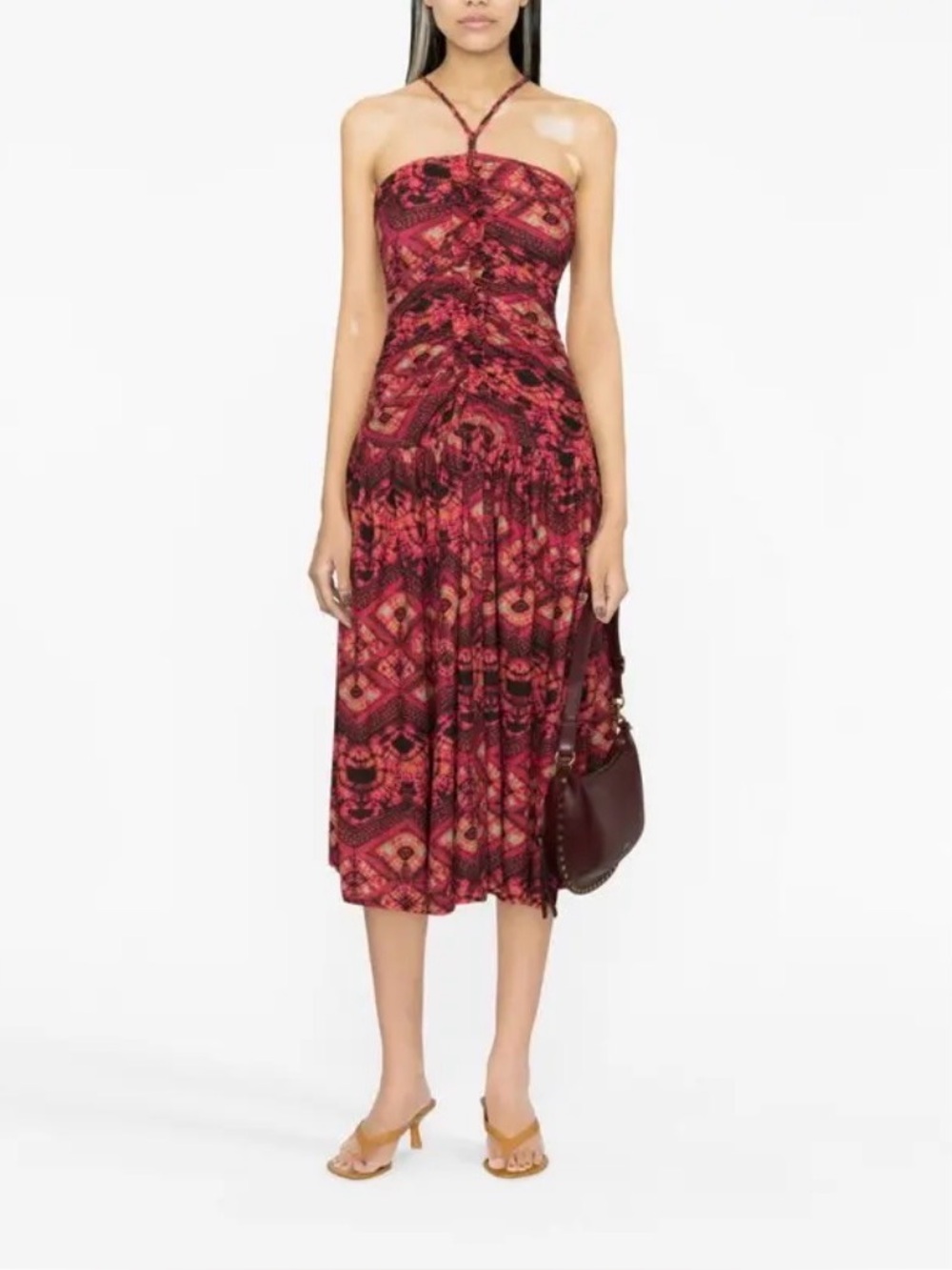 Ulla Johnson Red Printed Spaghetti-Strap Midi Dress